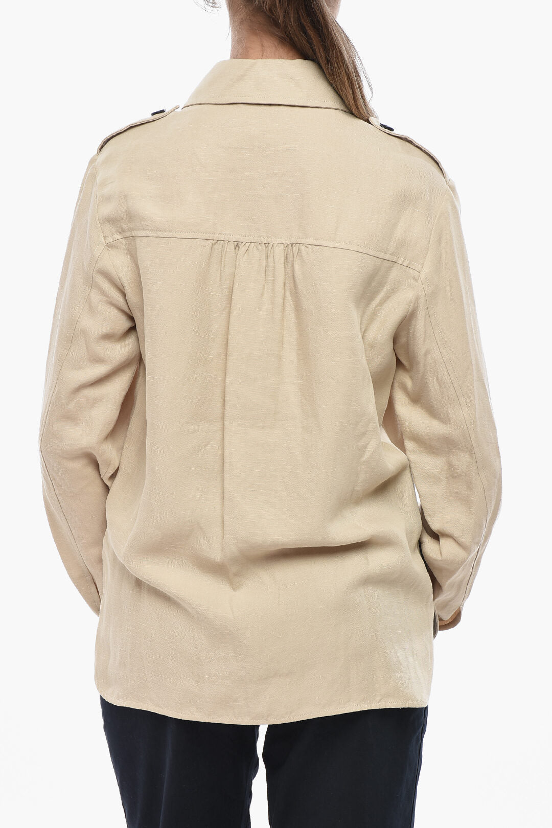 Woolrich 0201~Linen-Blend Overshirt with Double Pocket, view 2