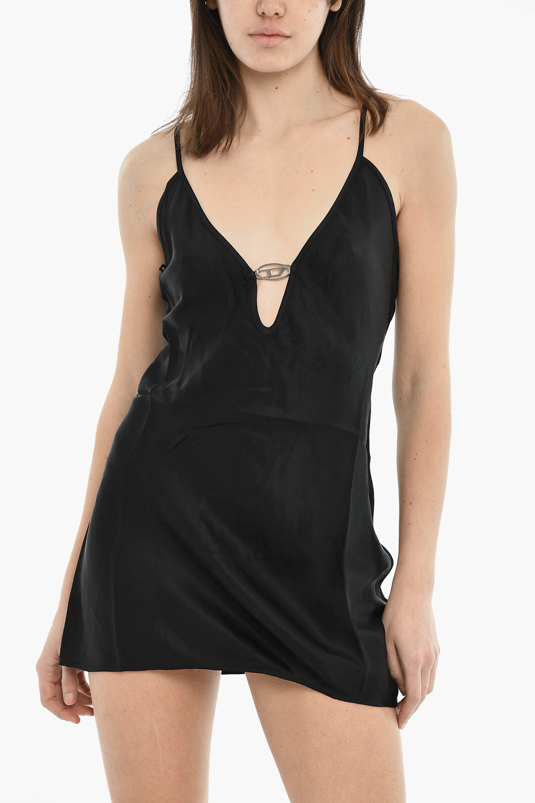 Diesel 0201~Mini Slip Dress MAYRA With Deep V-Neck, view 2