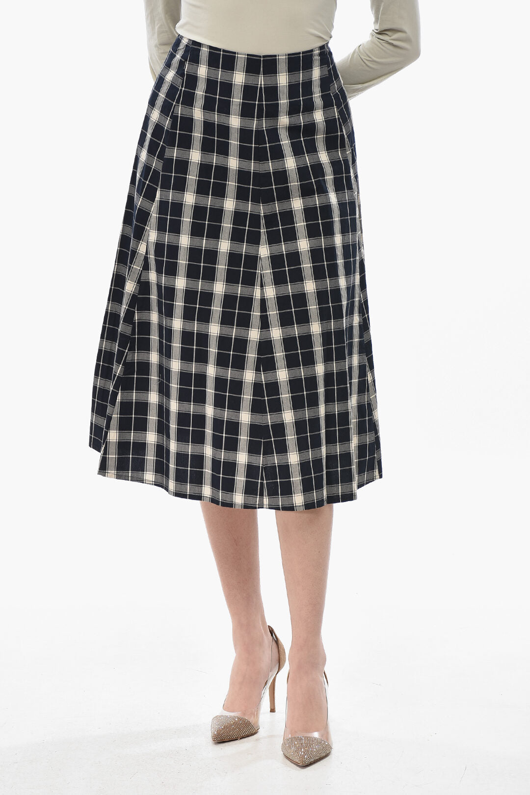 Woolrich 0201~Plaid Cotton Flared Skirt
