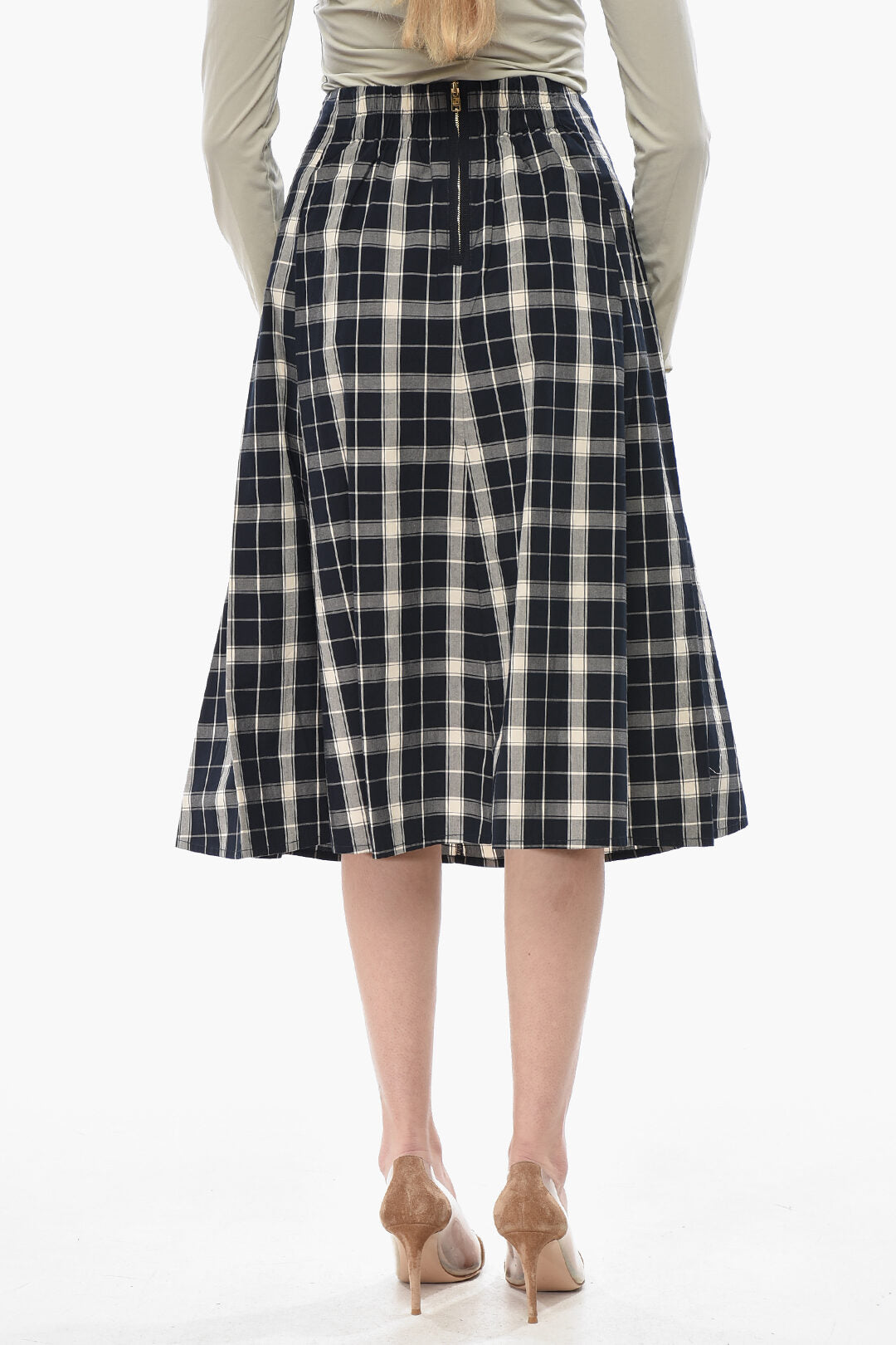 Woolrich 0201~Plaid Cotton Flared Skirt, view 2