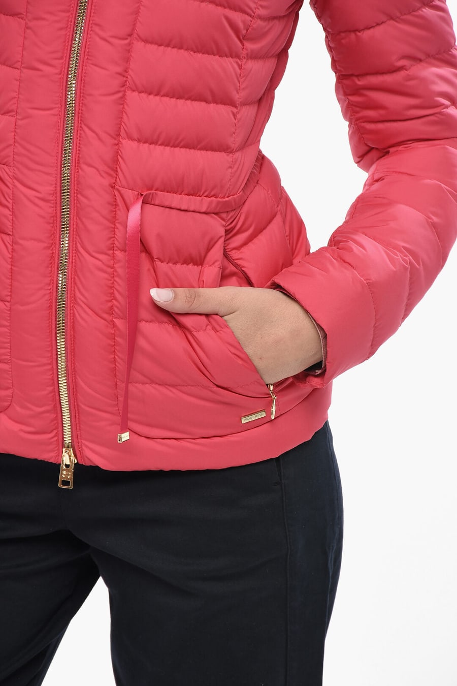 Woolrich 0201~Quilted Puffer Jacket HIBISCUS with Gold Zip, view 2