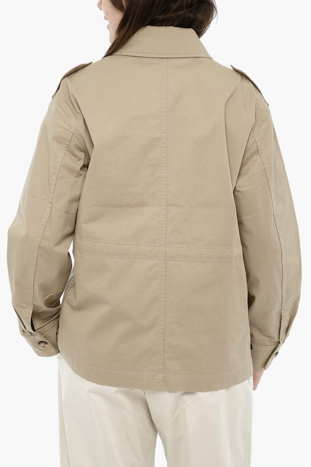 Woolrich 0201~Solid-Color Stretch Cotton Overshirt