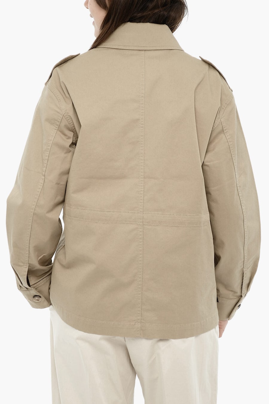 Woolrich 0201~Solid-Color Stretch Cotton Overshirt