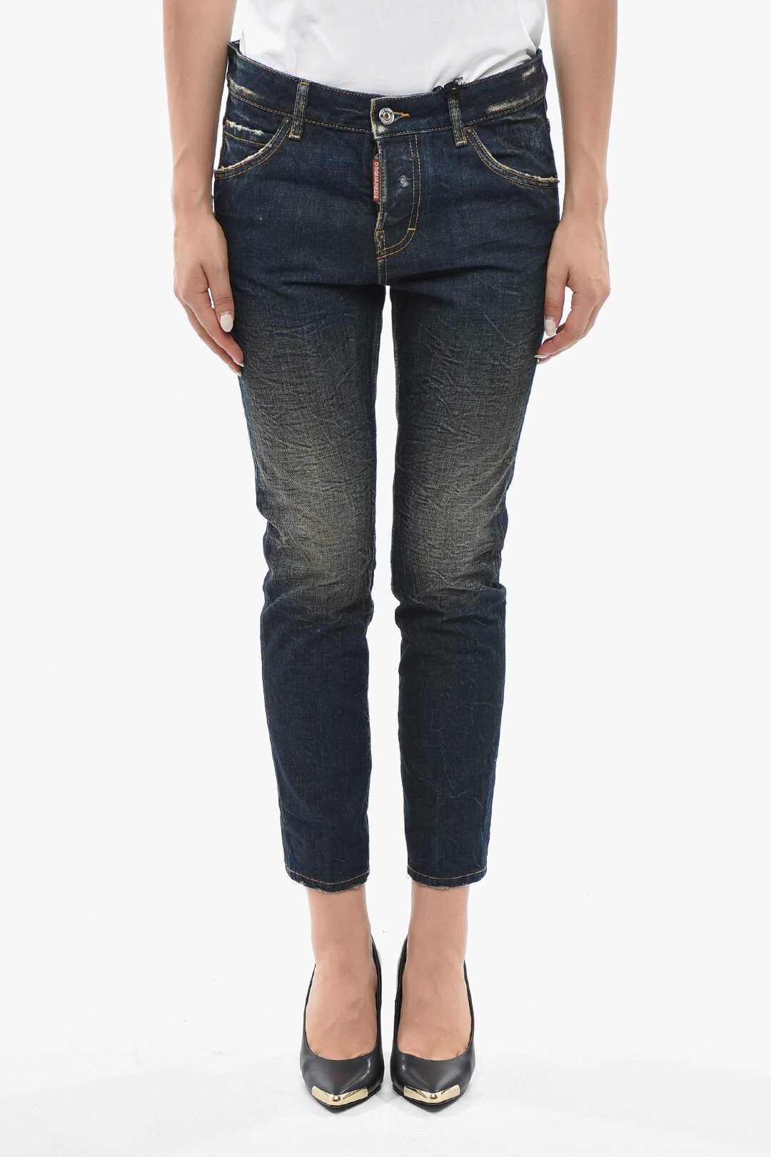 Dsquared2 0401~Jeans COOL GIRL Stonewashed Effect Regular Rise 14cm