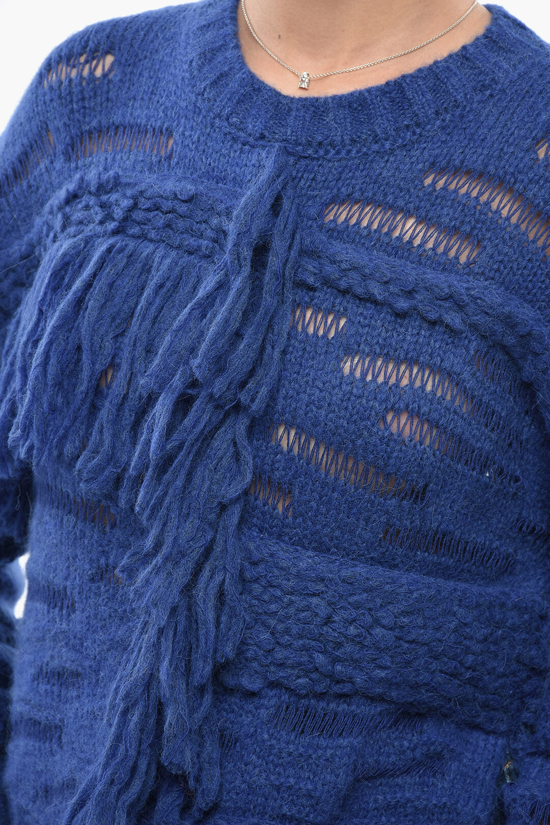 Stella McCartney 0405~Alpaca-Blend Crewneck Sweater with Fringes