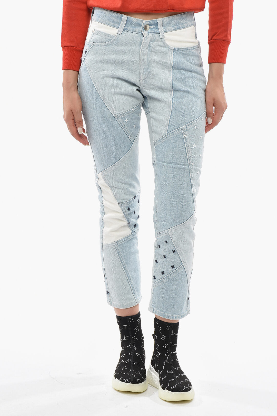 Stella McCartney 0405~Boyfriend Fit Stretch Denim Jeans with Embroidery 16cm
