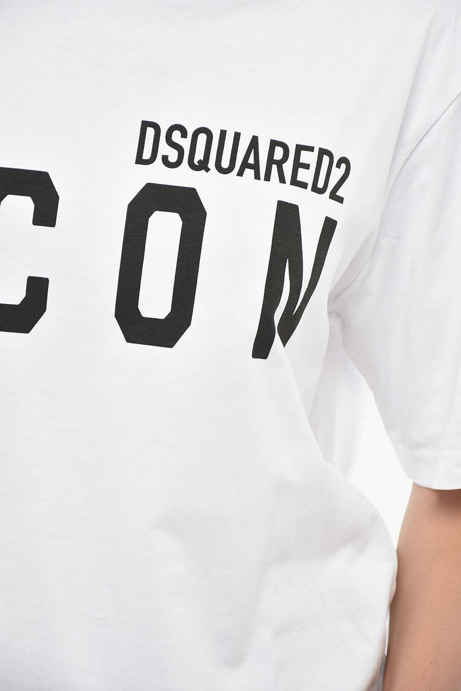 Dsquared2 0405~ICON Crew-Neck T-Shirt RENNY FIT Pure Cotton with Contrast Logo, view 3