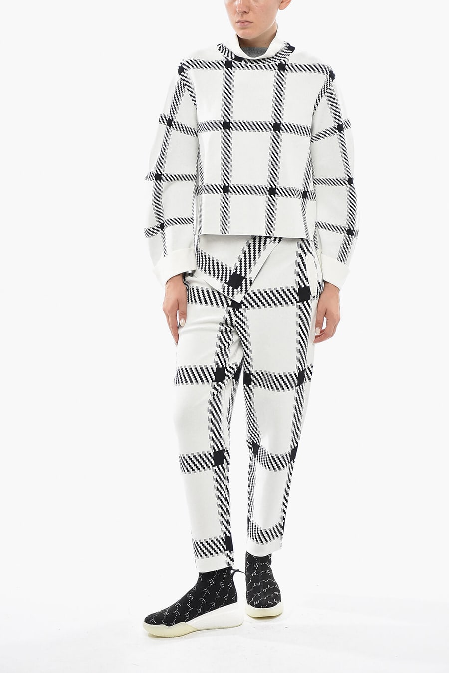 Stella McCartney 0405~Long-Sleeve High-Neck Sweater LUMBERJACK With Check Pattern, view 2