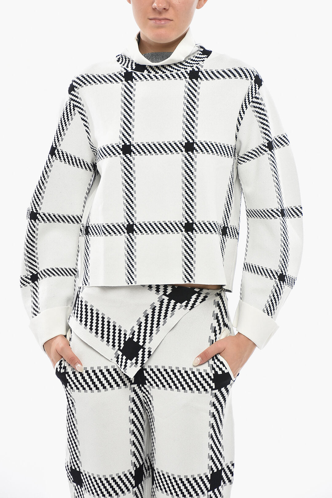 Stella McCartney 0405~Long-Sleeve High-Neck Sweater LUMBERJACK With Check Pattern