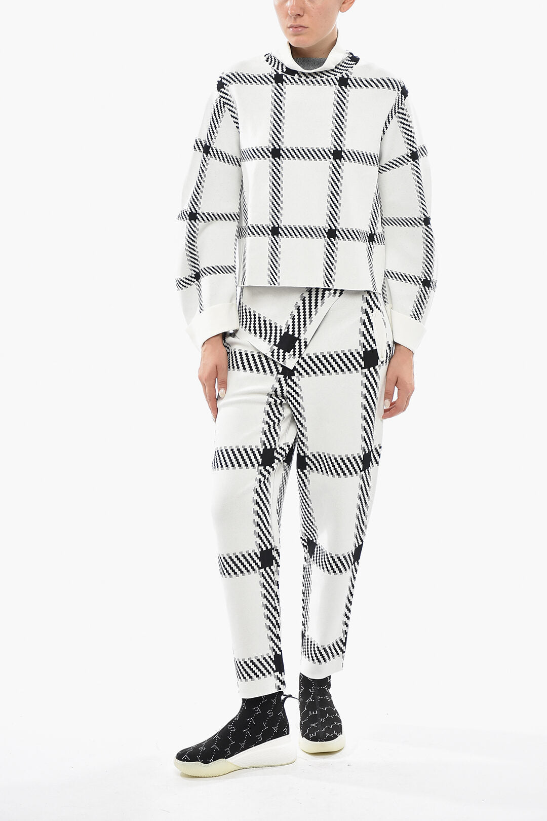 Stella McCartney 0405~Long-Sleeve High-Neck Sweater LUMBERJACK With Check Pattern, view 2