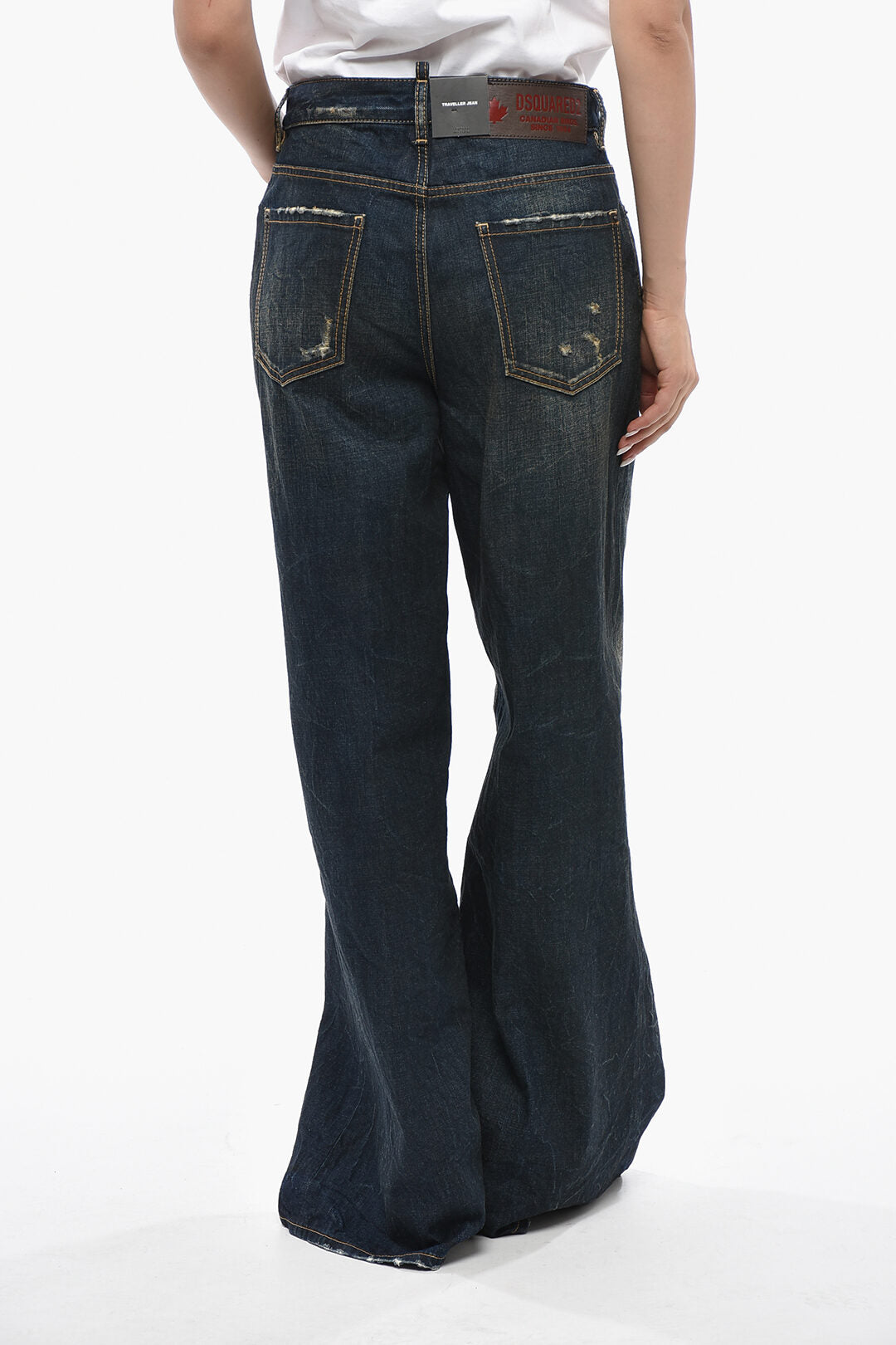Dsquared2 0405~Stonewashed Wide-Leg Jeans 34cm, view 2