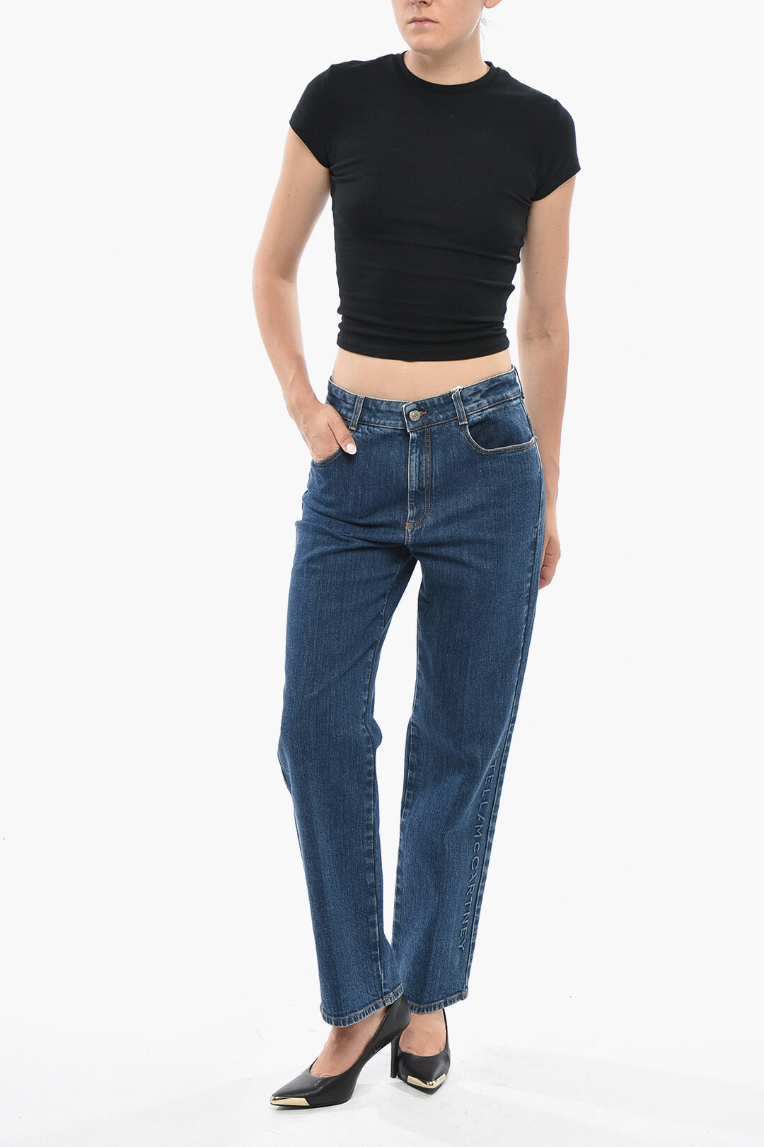 Stella McCartney 0405~Straight-Leg Stretch Denim Jeans 20cm, view 2