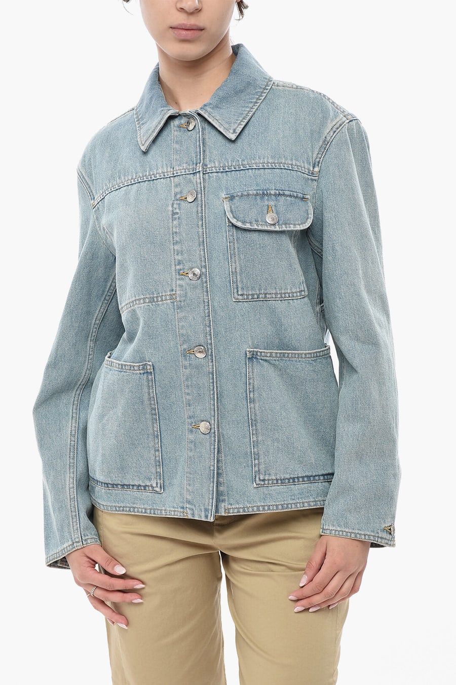 Woolrich 0405~Utility Denim Jacket With Logo Buttons