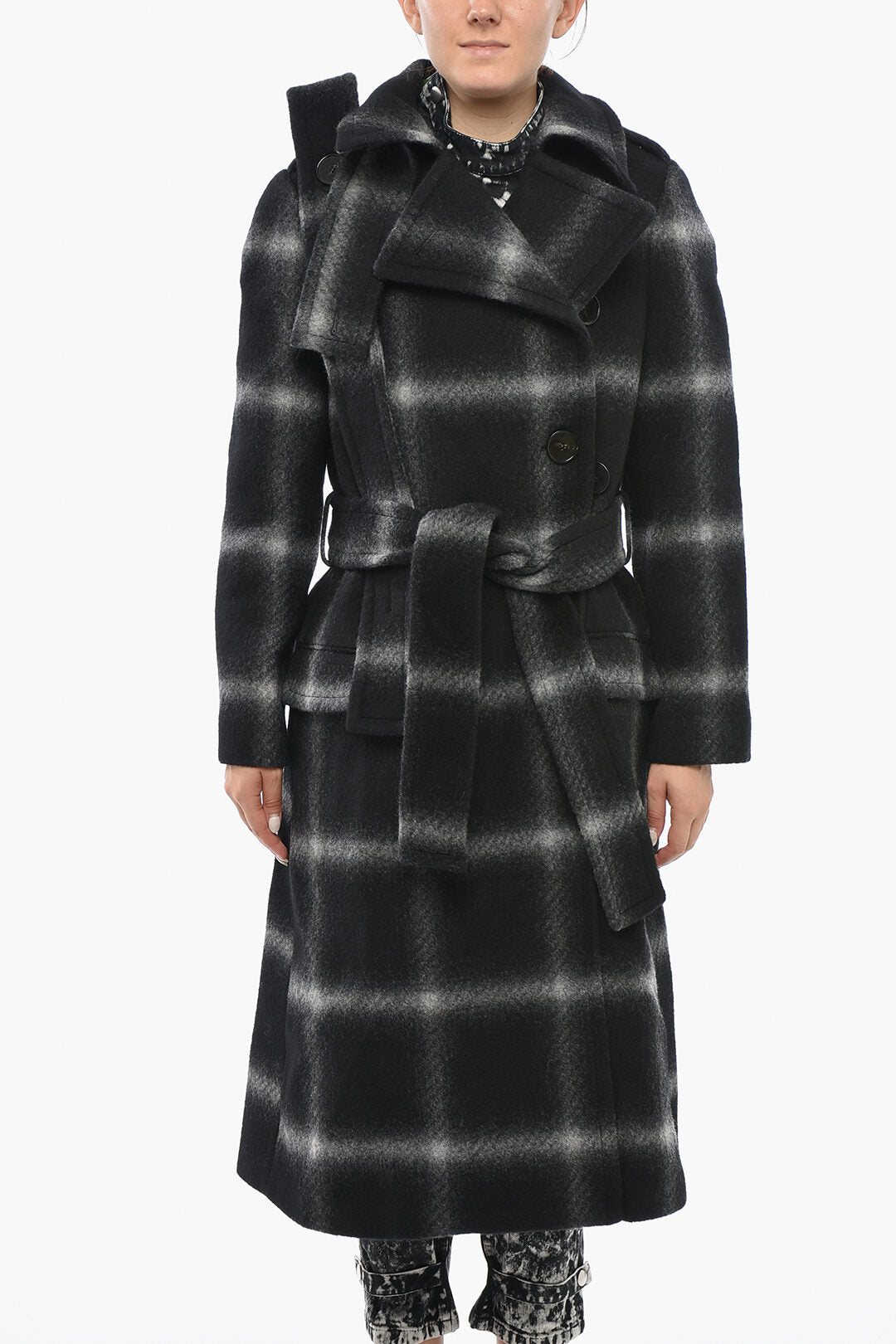 Stella McCartney 0470~Checked Wool Coat SOPHIA with Belt