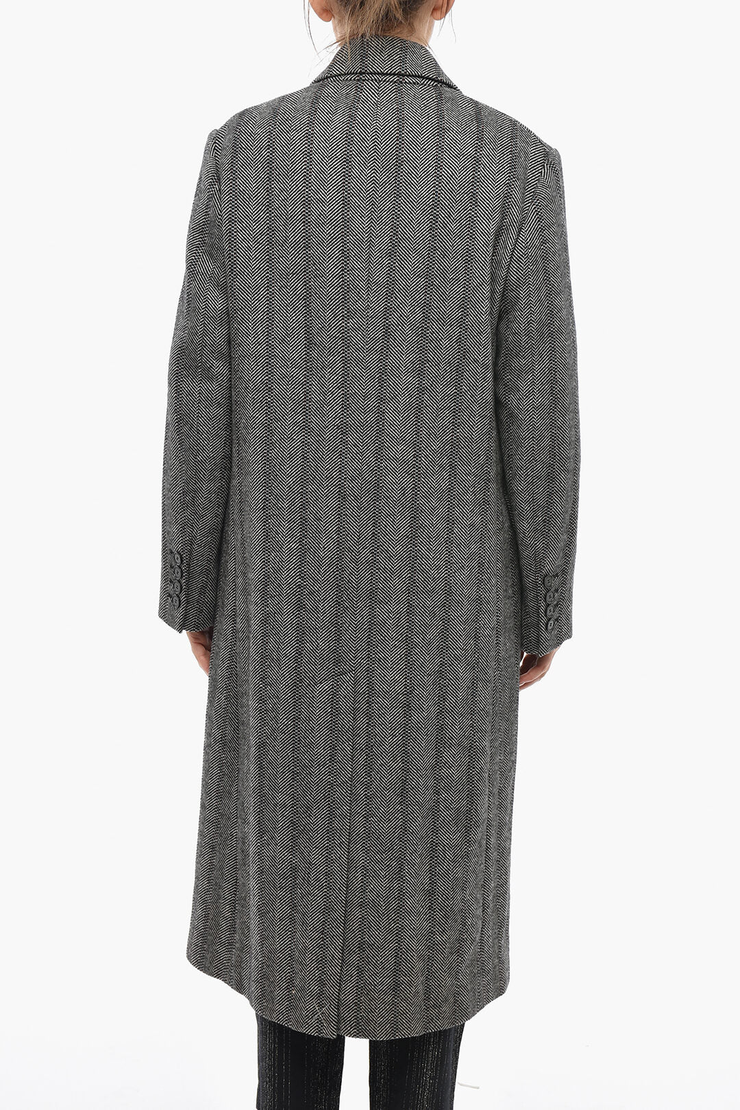 Stella McCartney 0470~Double-Breasted Wool-Blend Coat KATHERINE with Herringbone Pattern, view 2