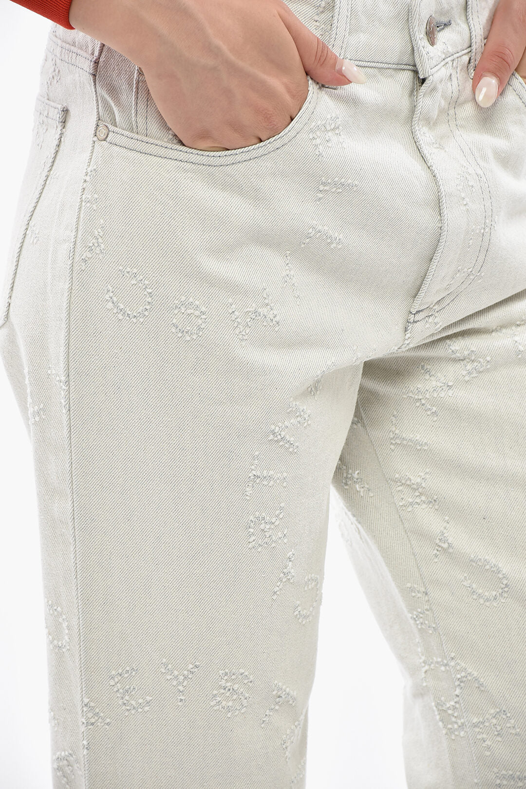Stella McCartney 0470~Flared Leg Jeans with All-Over Logo 26cm