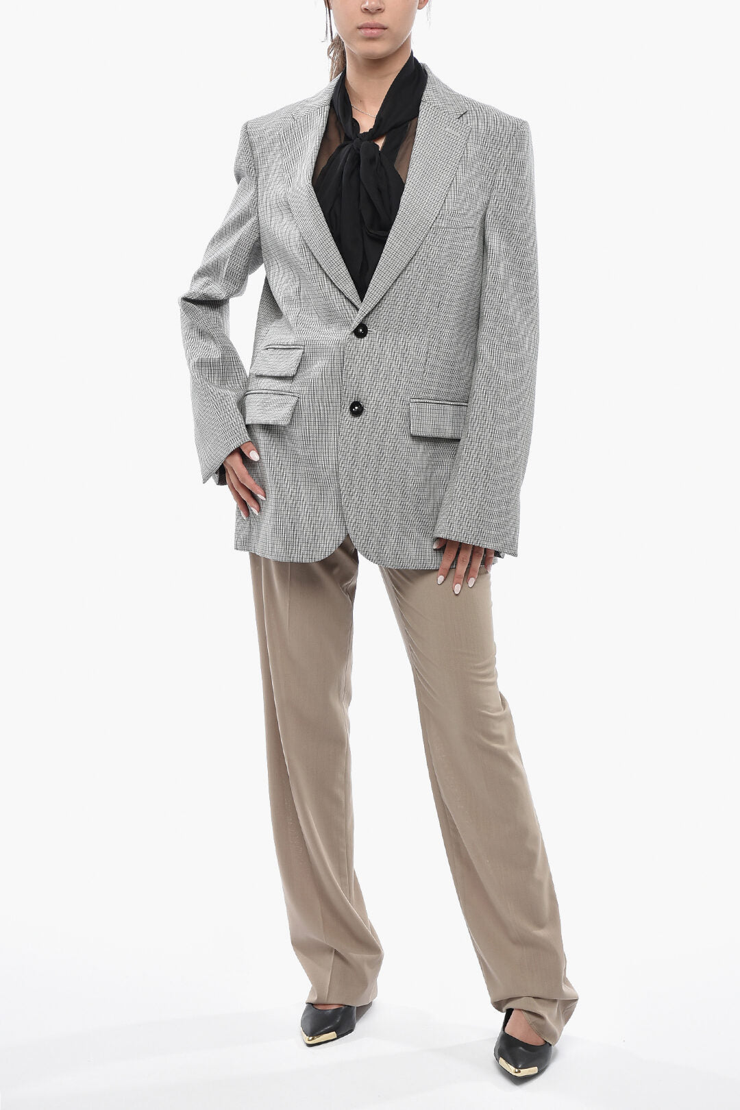 Jil Sander 0470~Virgin Wool 3-Pocket Blazer With Check Pattern