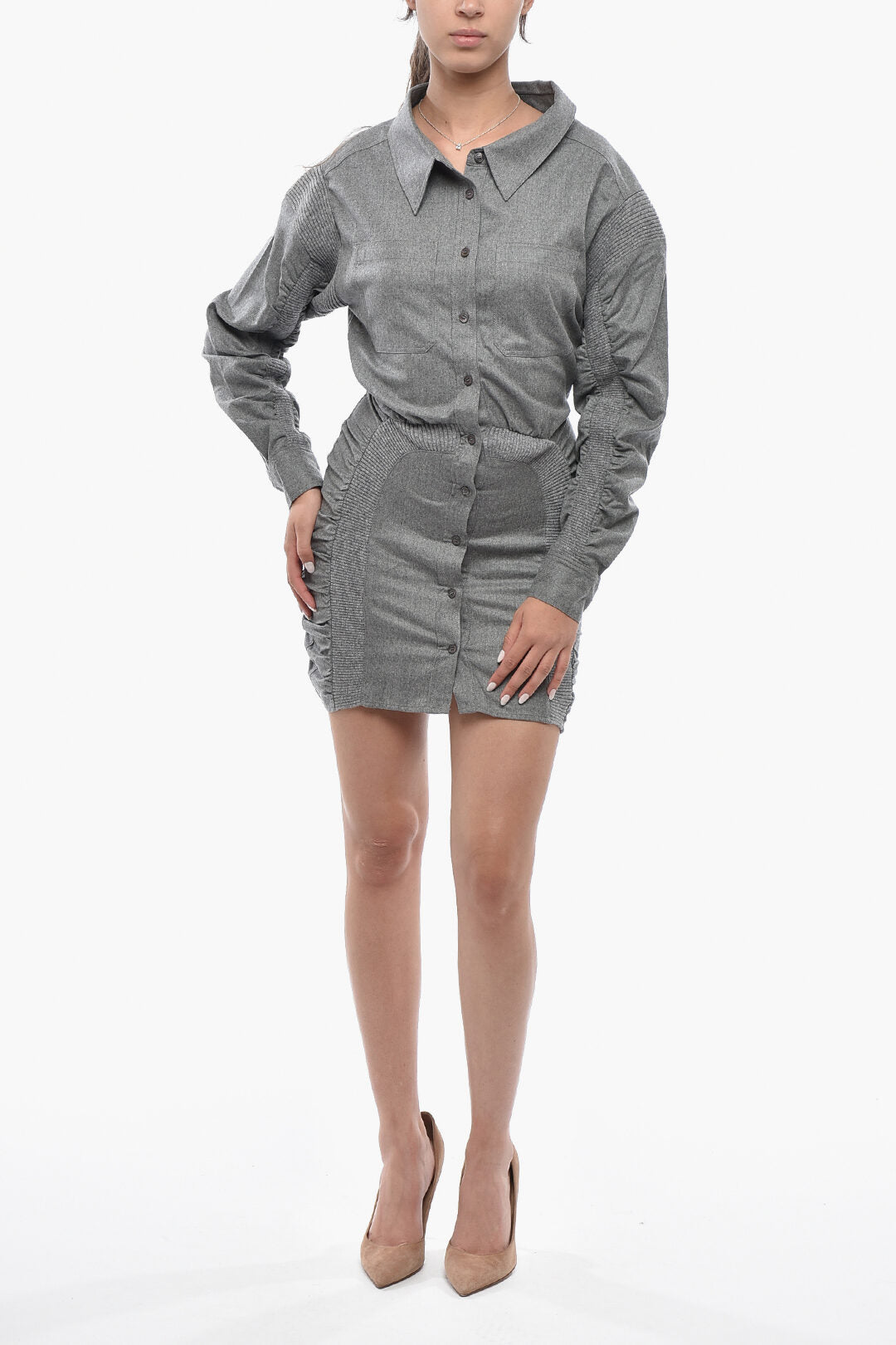 Stella McCartney 0470~Wool Shirt Dress WREN With Long Sleeves