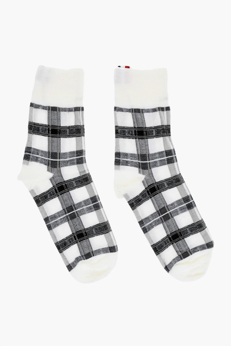 Thom Browne 0470~Wool-Blend Socks with Tartan Pattern, view 3