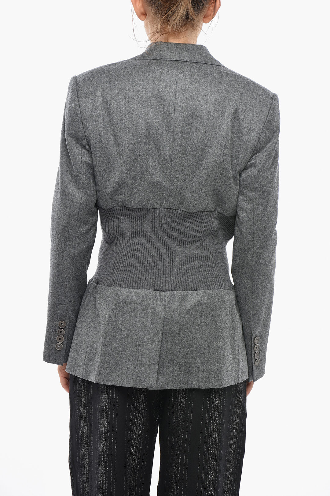 Stella McCartney 0470~Wool-Flannel Blazer With Knit Inserts, view 2
