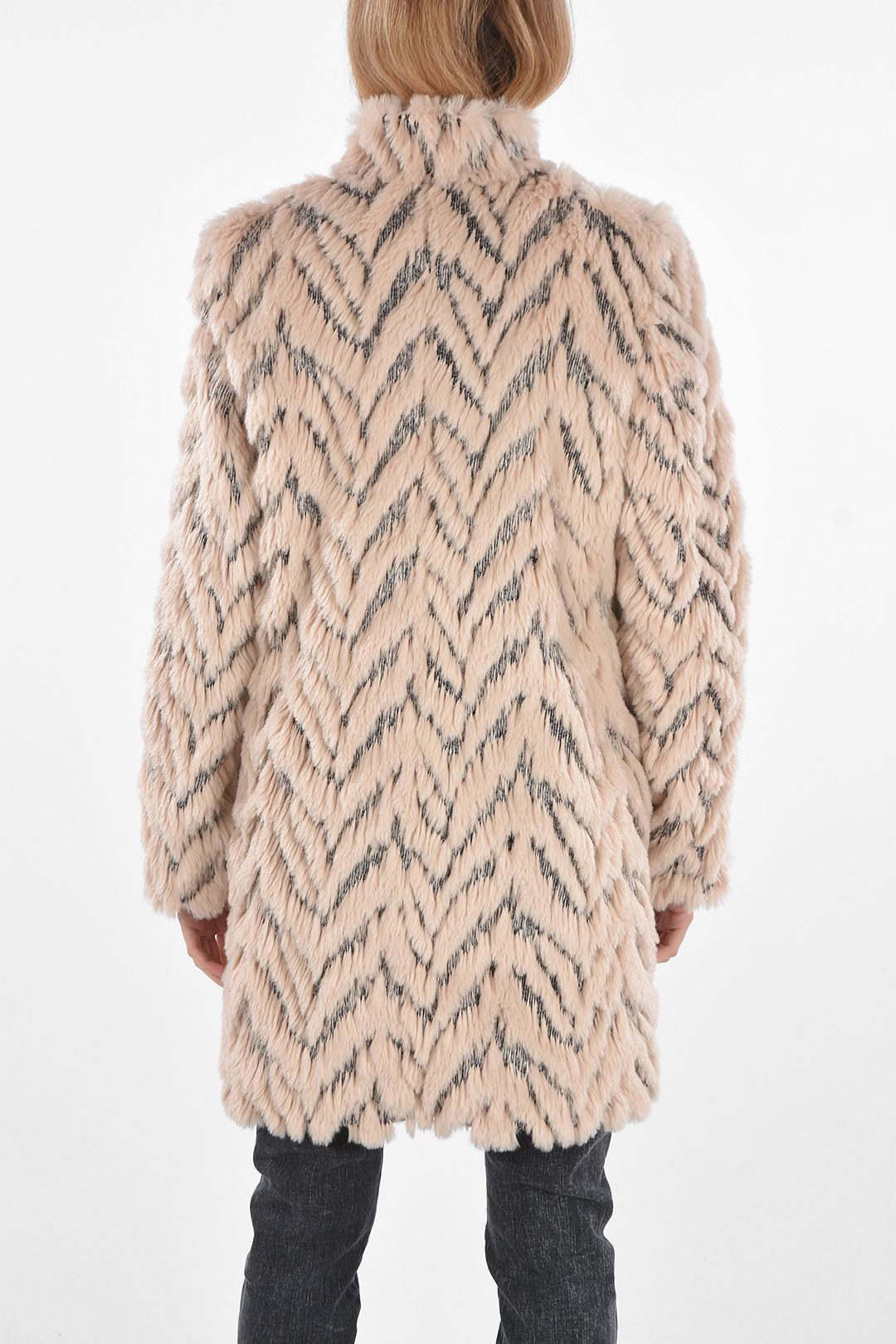 Stella McCartney 0500~1 Button Jacquard Eco-fur Coat, view 2