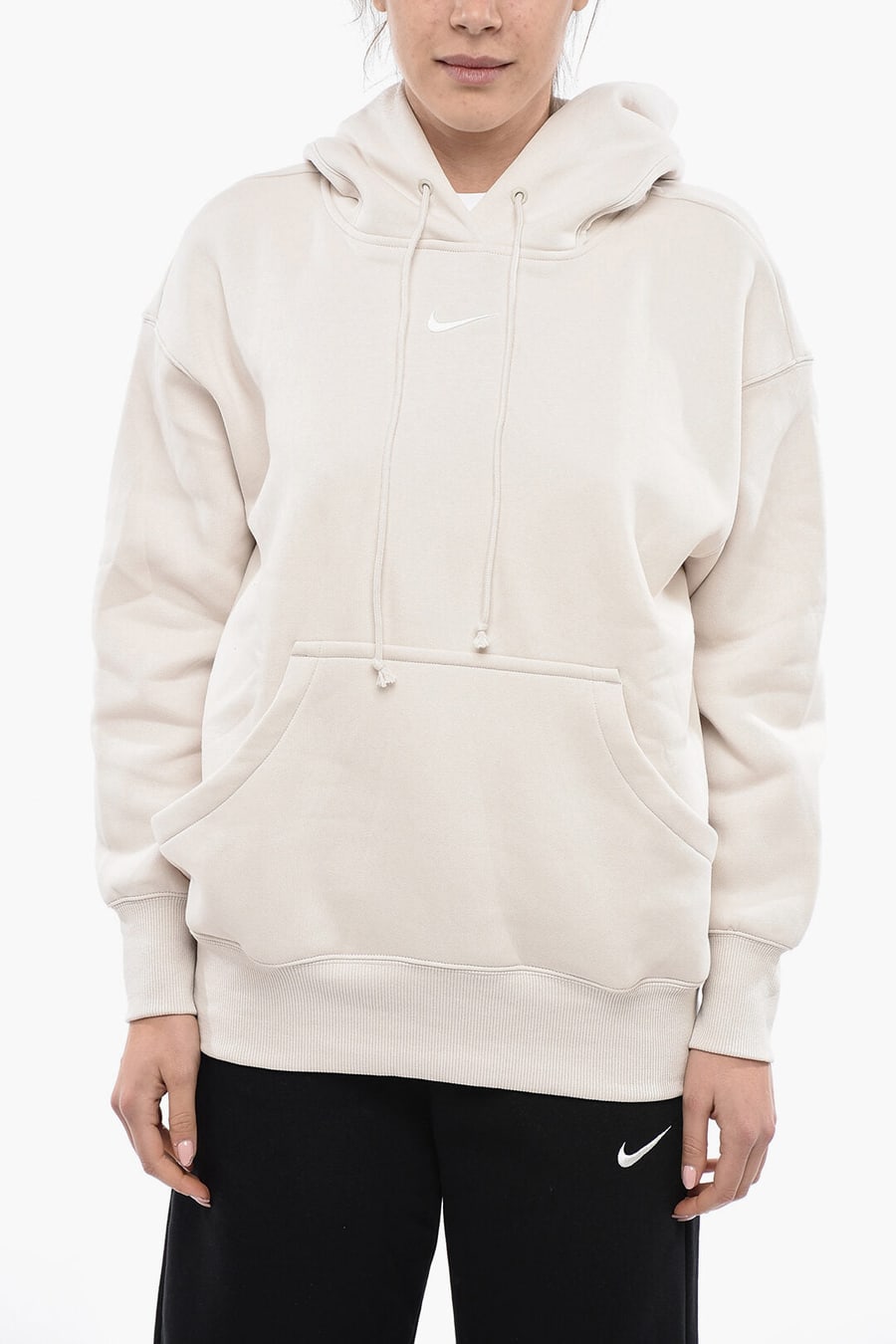 Nike 0500~Brushed Cotton-Blend Hoodie with Patch Pocket