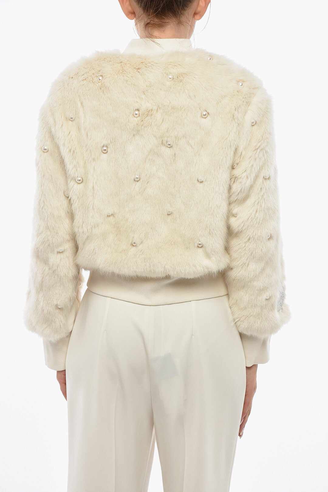 Stella McCartney 0500~Faux-Fur Zip-Up Sweatshirt KIERNAN With Embroidered Beads, view 2