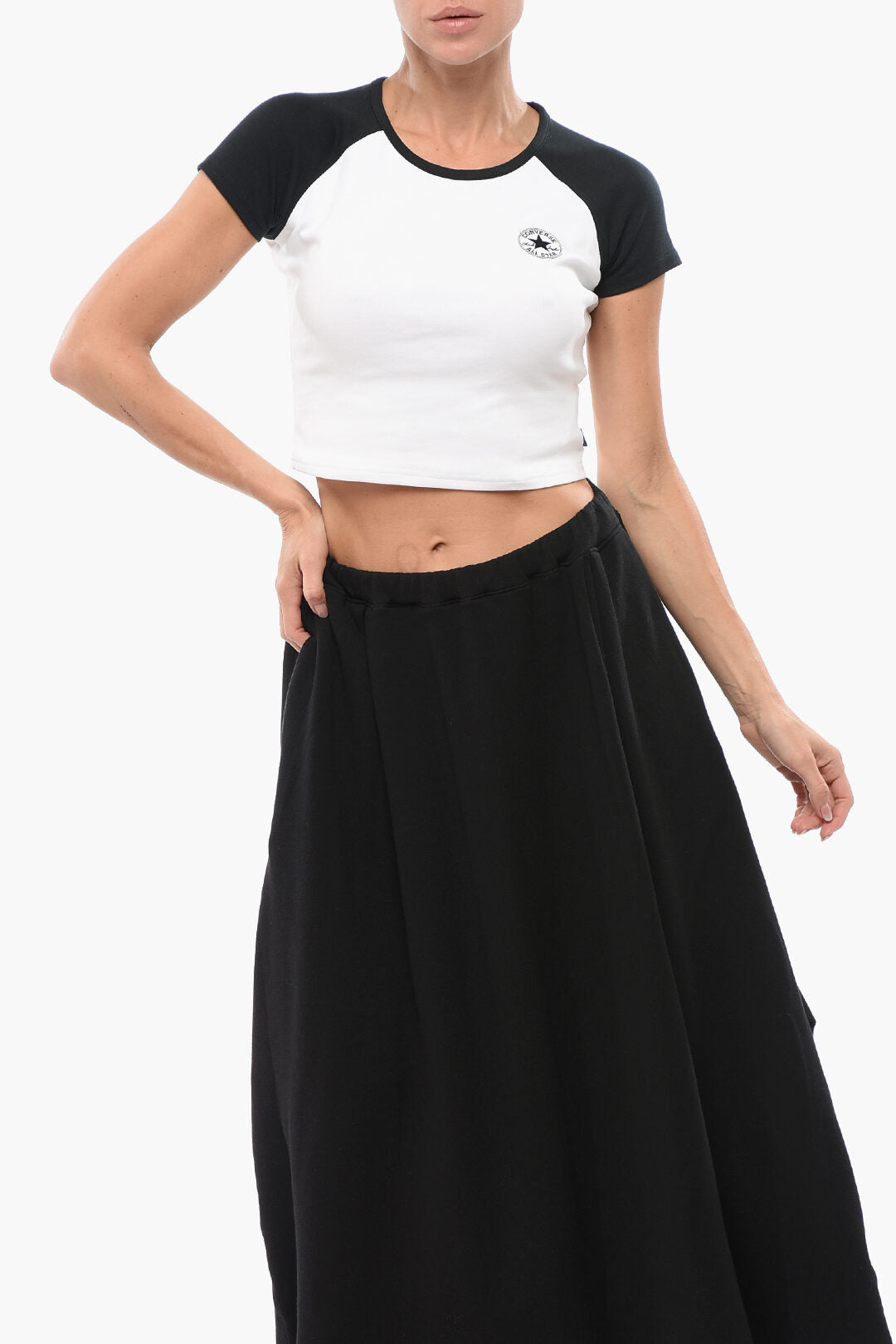 Converse 0550~ALL STAR CHCUK TAYLOR Two-Tone Crop Crewneck T-Shirt