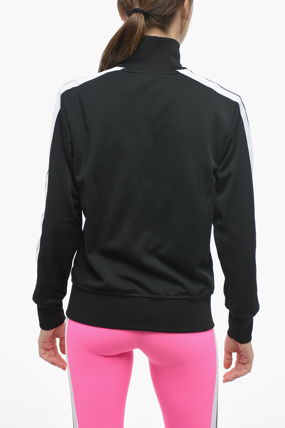 Palm Angels 0550~Solid-Color Track Sweatshirt with Contrasting Side Stripes, view 2