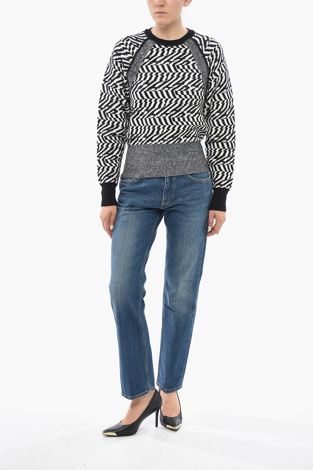 Stella McCartney 0550~Two-Tone Wool Crewneck Sweater