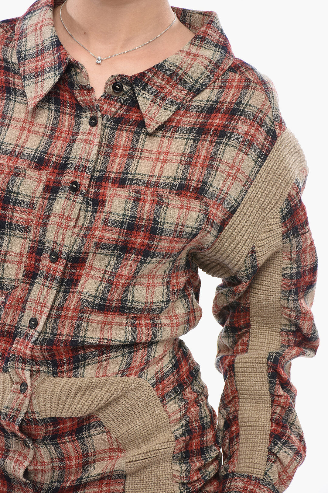 Stella McCartney 0550~Wool Plaid Shirt Dress WREN With Long Sleeves, view 2