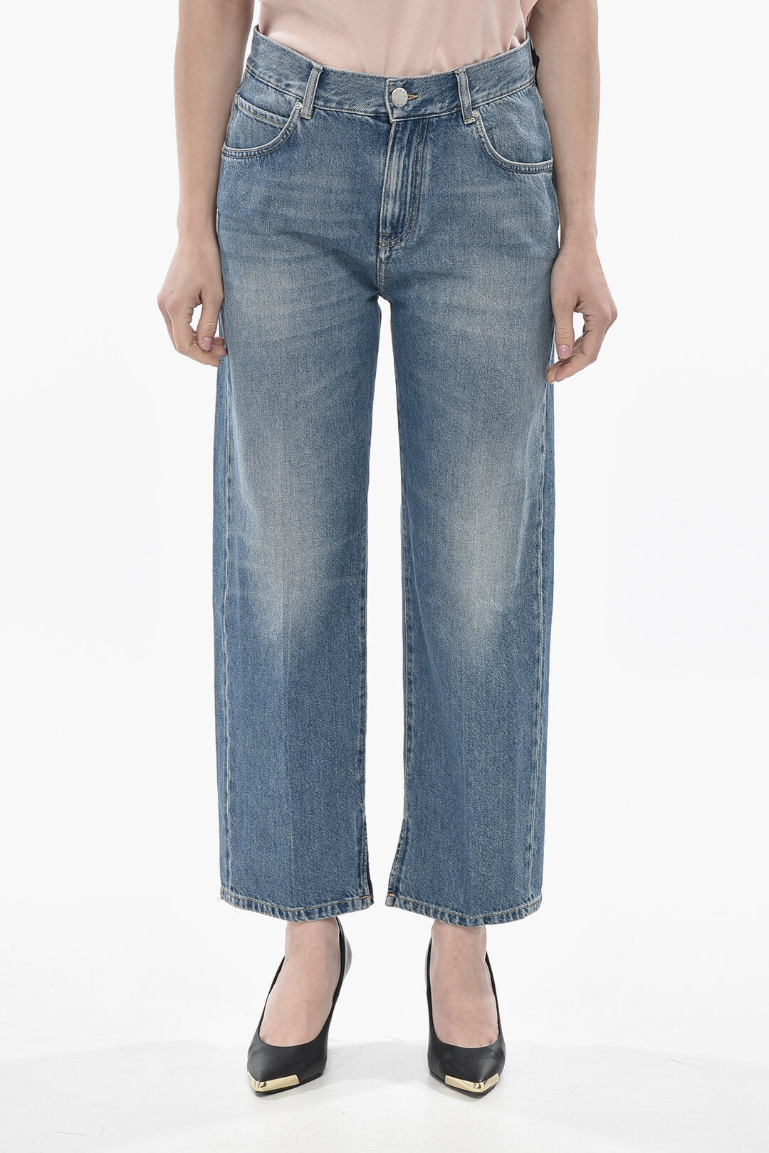Pinko 0750~Straight-Leg Jeans LOVELY Mid Wash 23cm
