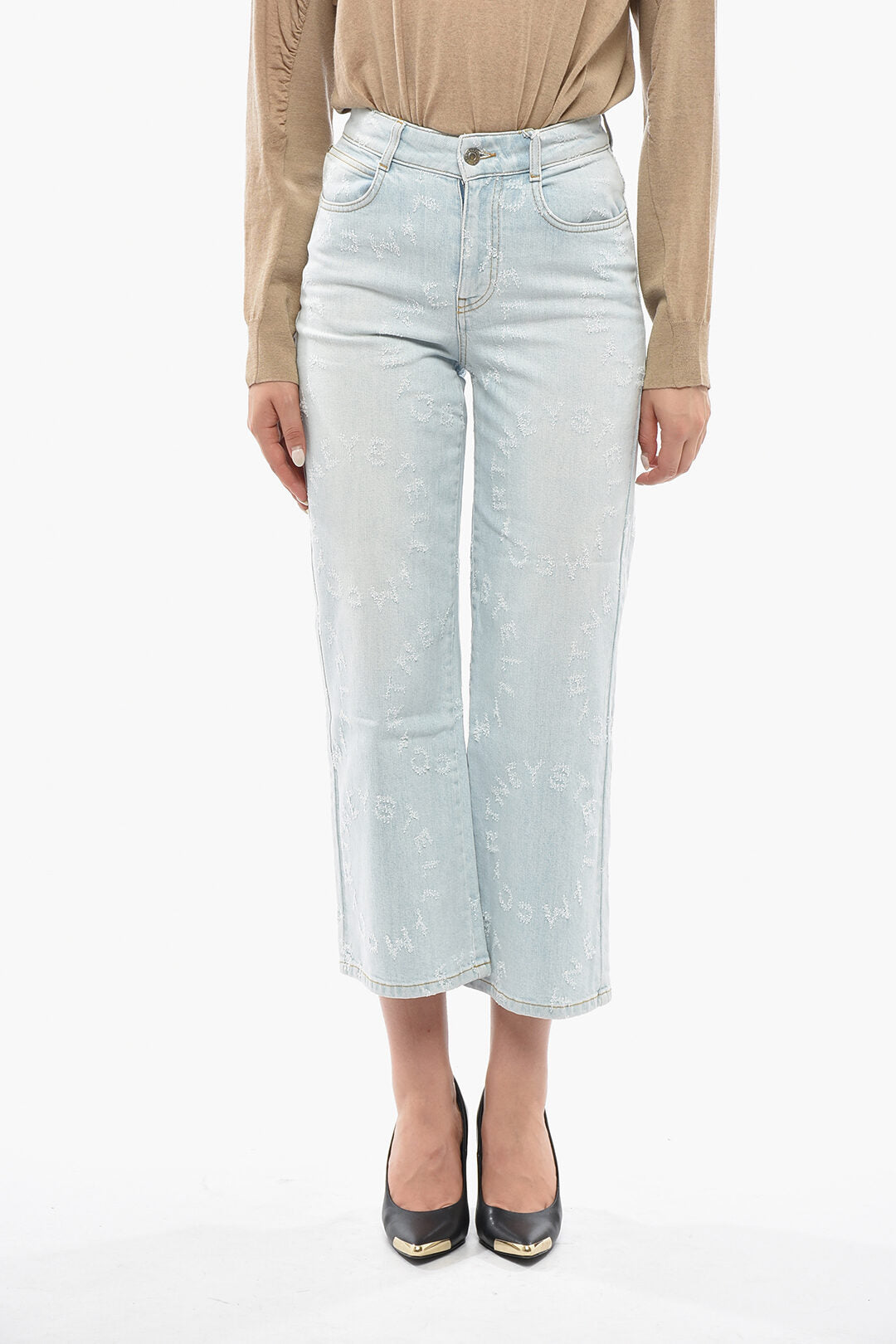 Stella McCartney 0750~Stretch Denim Jeans with All-Over Logo 25cm