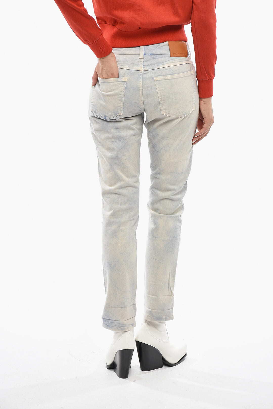 Stella McCartney 0750~Stretch Denim Tie-Dye Effect Jeans with 17cm Logo Side Stripe, view 2