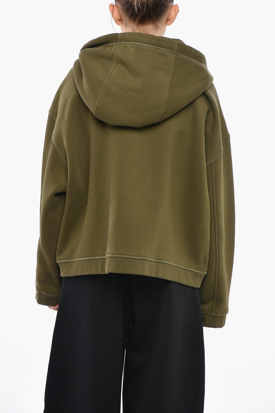 Dsquared2 0850~Maxi Hoodie A Solid-Color With Patch Pockets, view 2