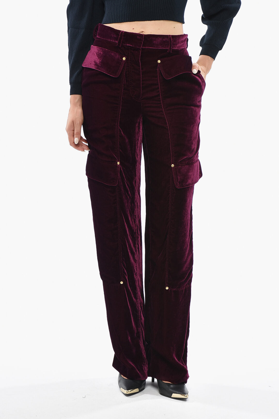 Stella McCartney 0900~Velour Cargo Trousers With Belt Loops