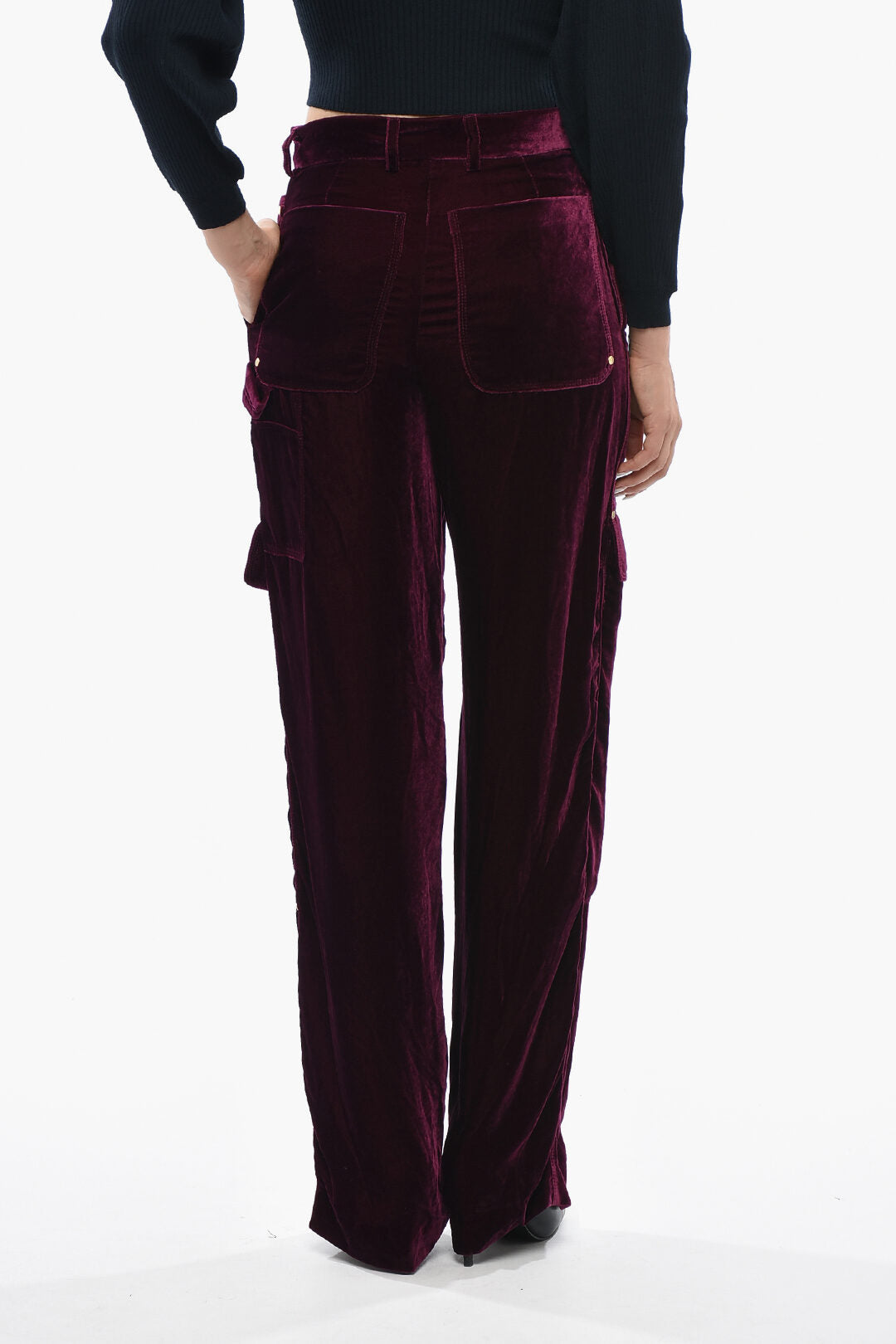 Stella McCartney 0900~Velour Cargo Trousers With Belt Loops, view 2