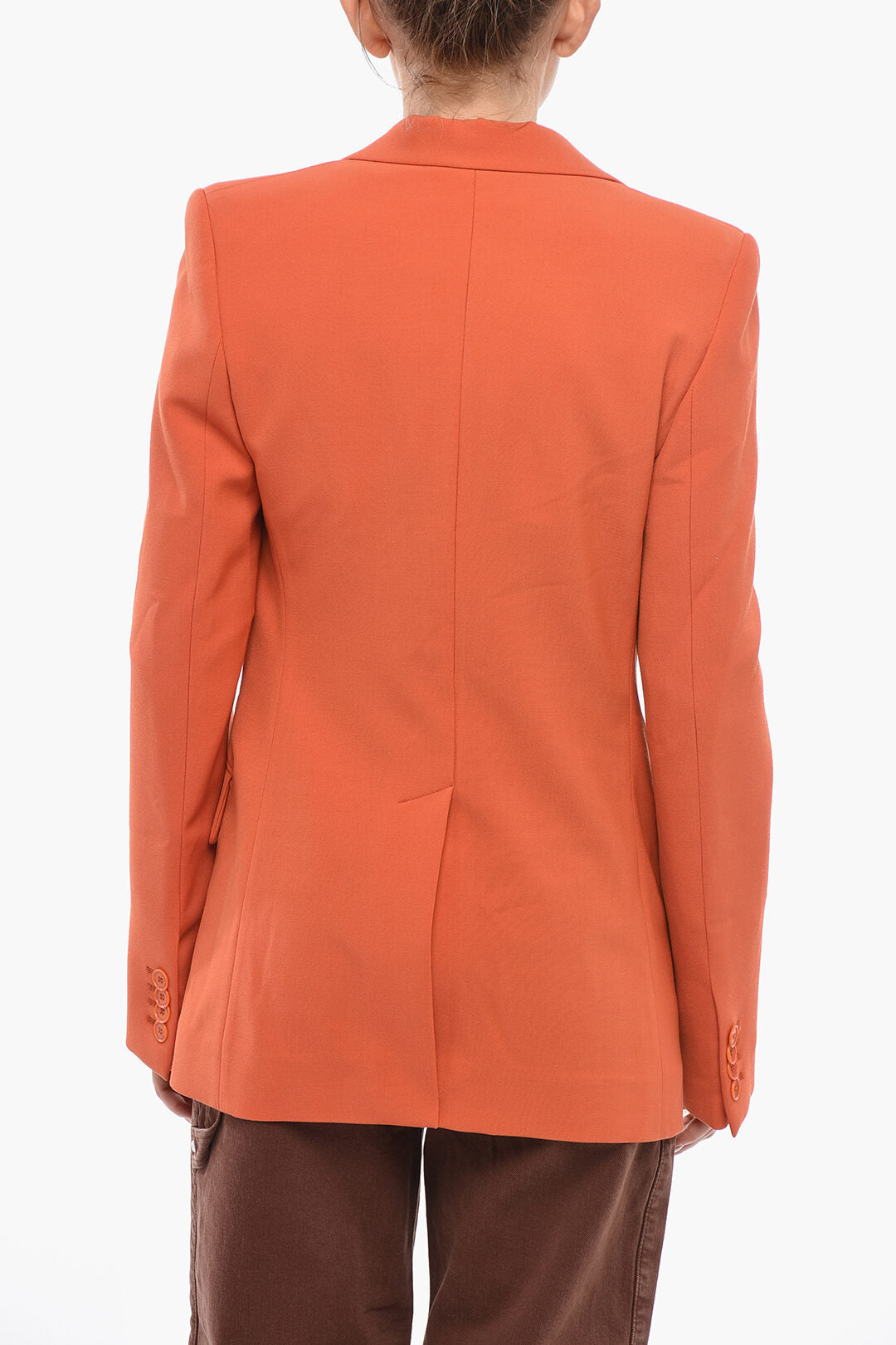 Stella McCartney 0950~Wool-Blend Solid-Color Blazer With Peaked Lapel, view 2