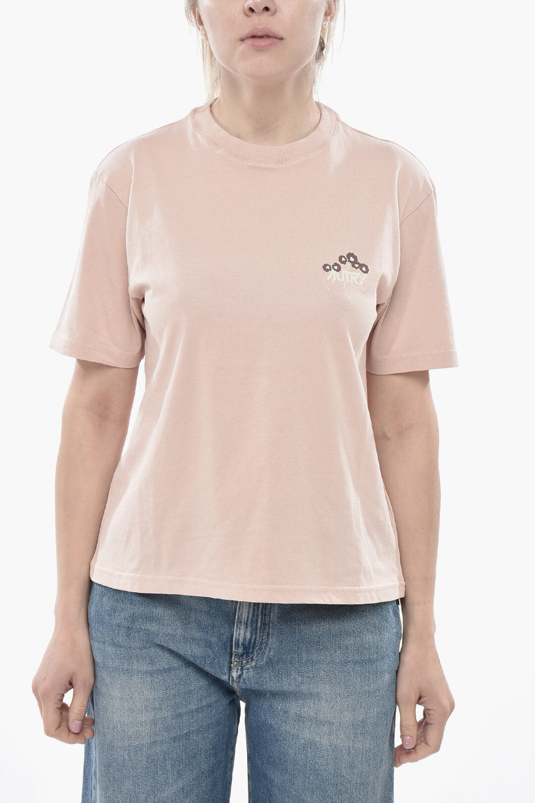 Autry 1050~Cotton Crewneck T-Shirt with Printed Logo