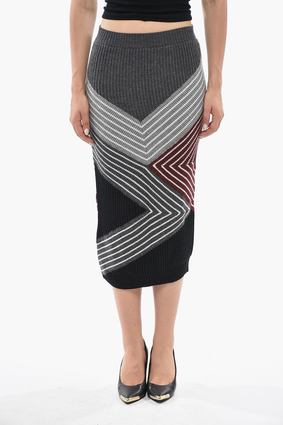 Stella McCartney 1250~FRANK STELLA Ribbed Knit Pencil Skirt