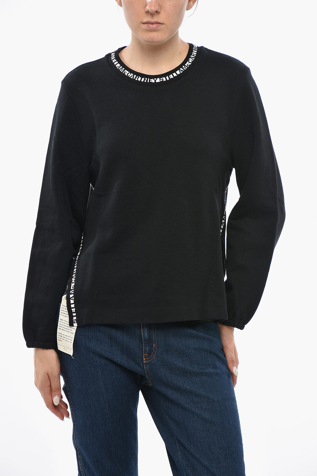 Stella McCartney 1500~Brushed Cotton Crewneck Sweatshirt With Side Slits And Logo Details