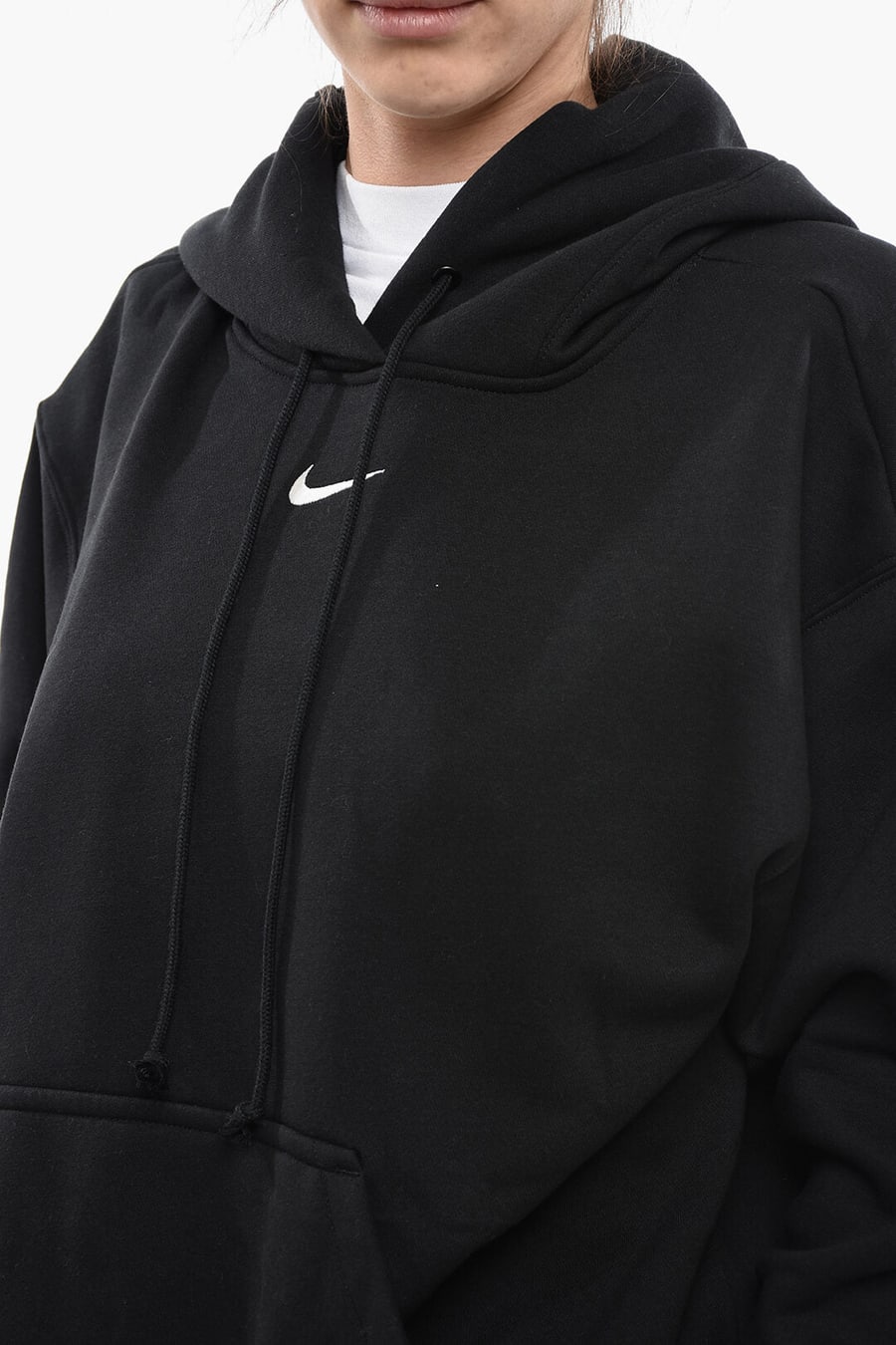 Nike 1500~Brushed Cotton-Blend Hoodie with Contrasting Logo, view 3