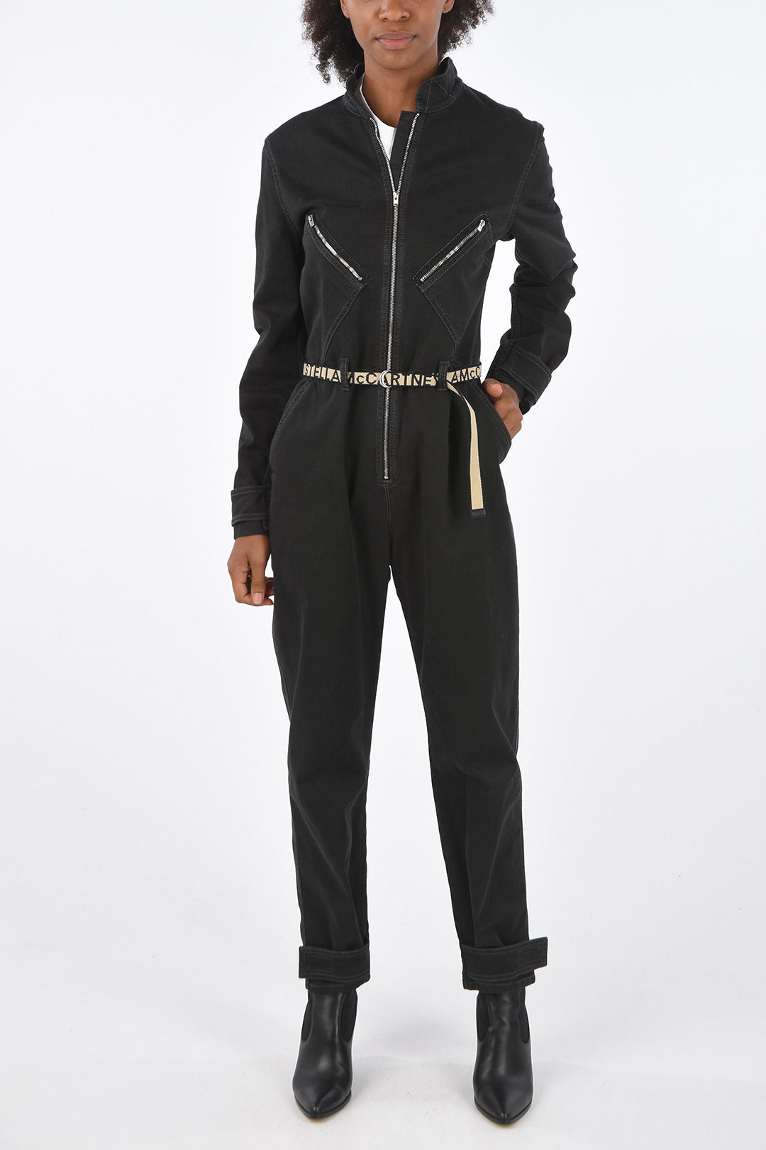 Stella McCartney 1500~Denim Jumpsuit with 4 Pockets and Logo Belt
