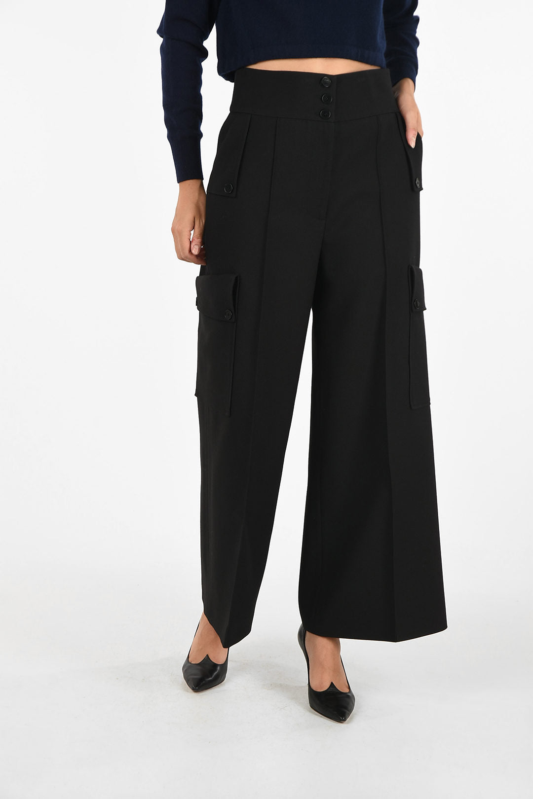 Stella McCartney 1500~High-Waisted Wool Cargo Pants