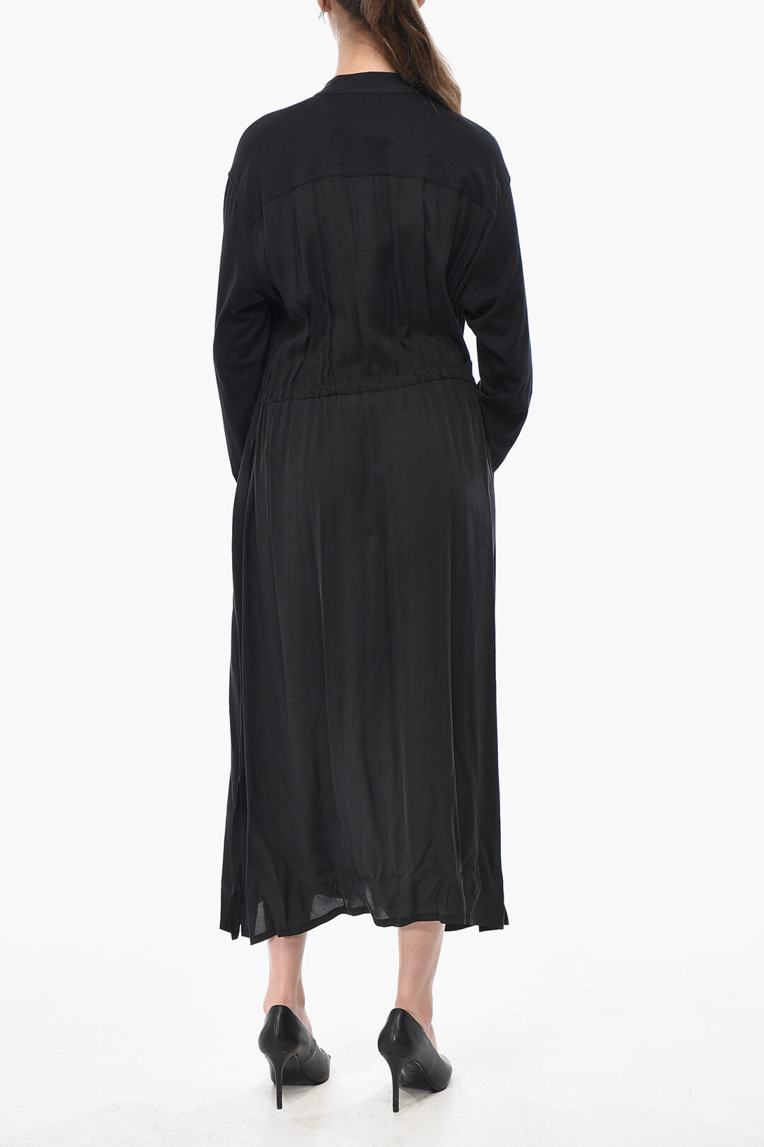Woolrich 1500~Maxi Shirt Dress FLUID Flared With Korean Collar, view 2
