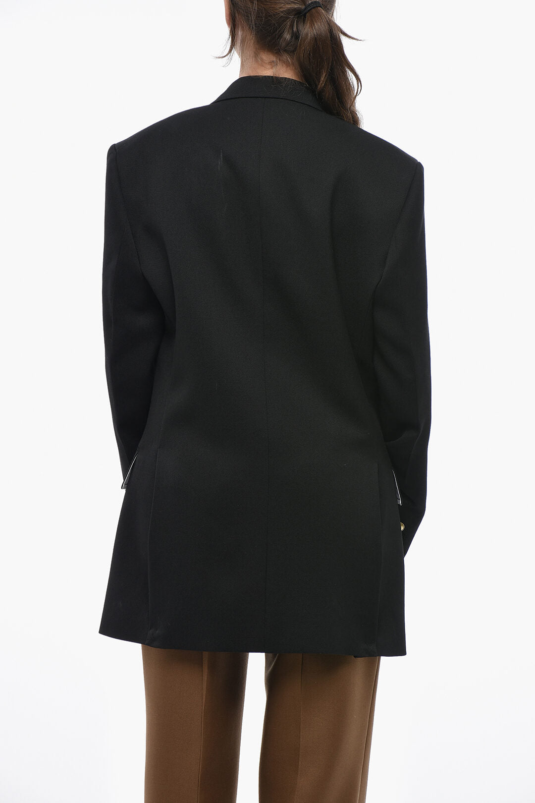 Victoria Beckham 1500~Oversized Wool-Blend Blazer with Peak Lapel, view 2