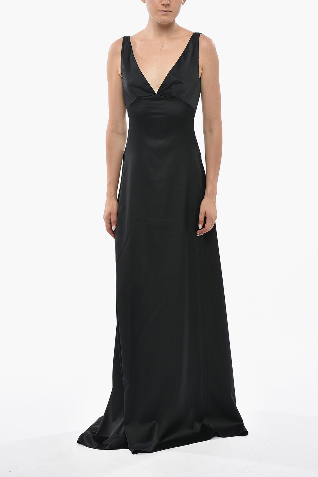 Dsquared2 1500~Satin Maxi Dress With V-Neck