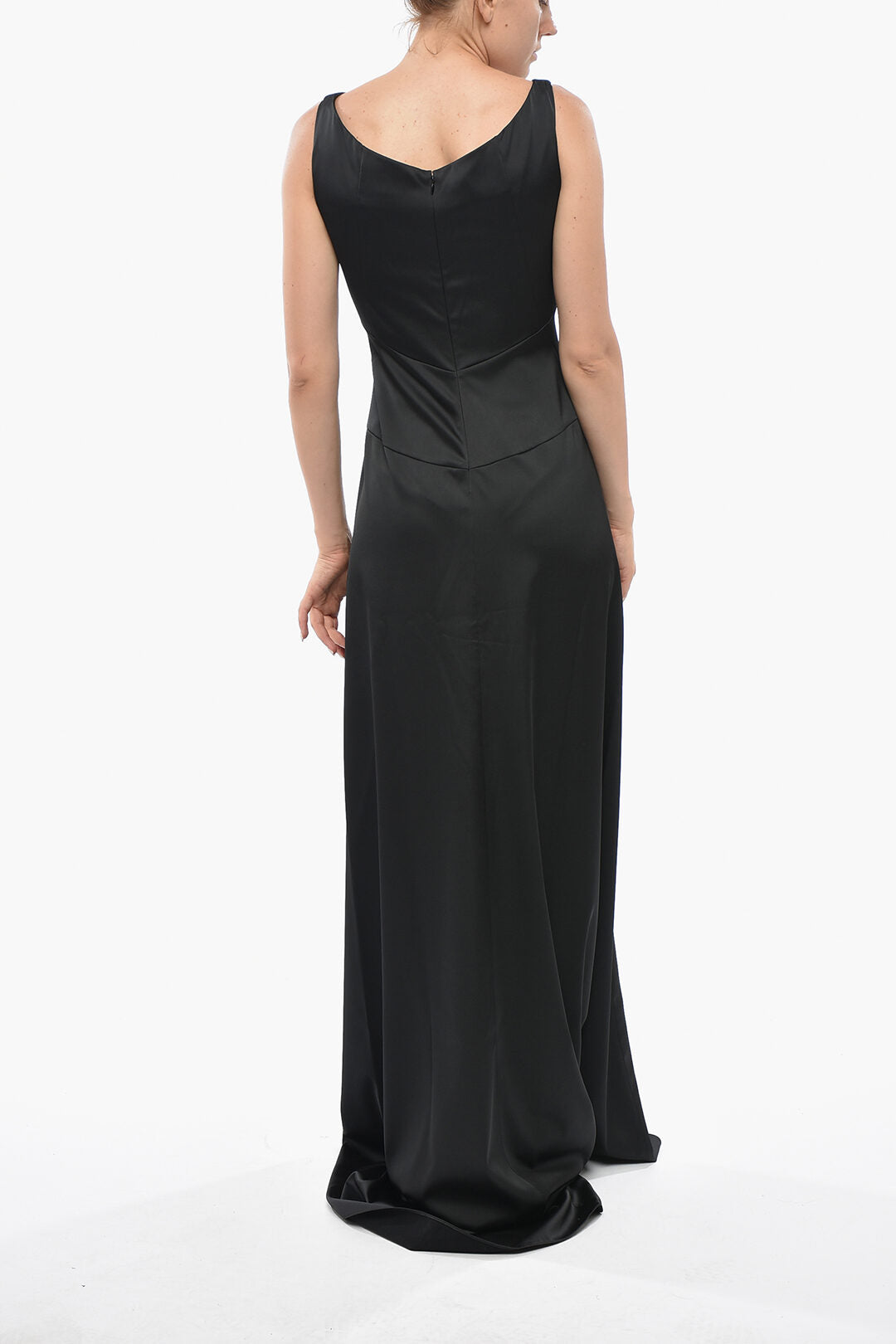 Dsquared2 1500~Satin Maxi Dress With V-Neck, view 2