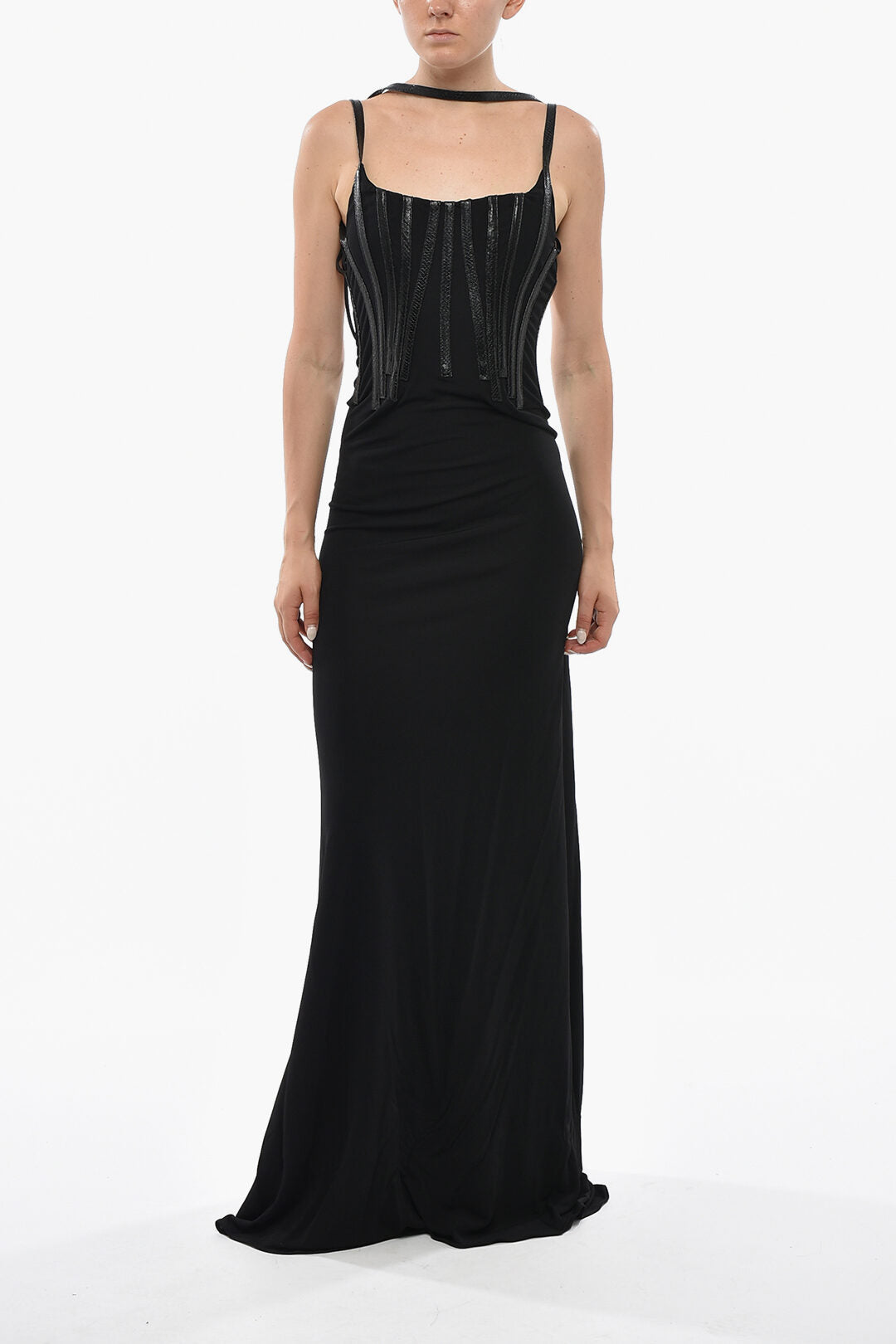 Dsquared2 1500~Solid-Color Maxi Dress with Bustier