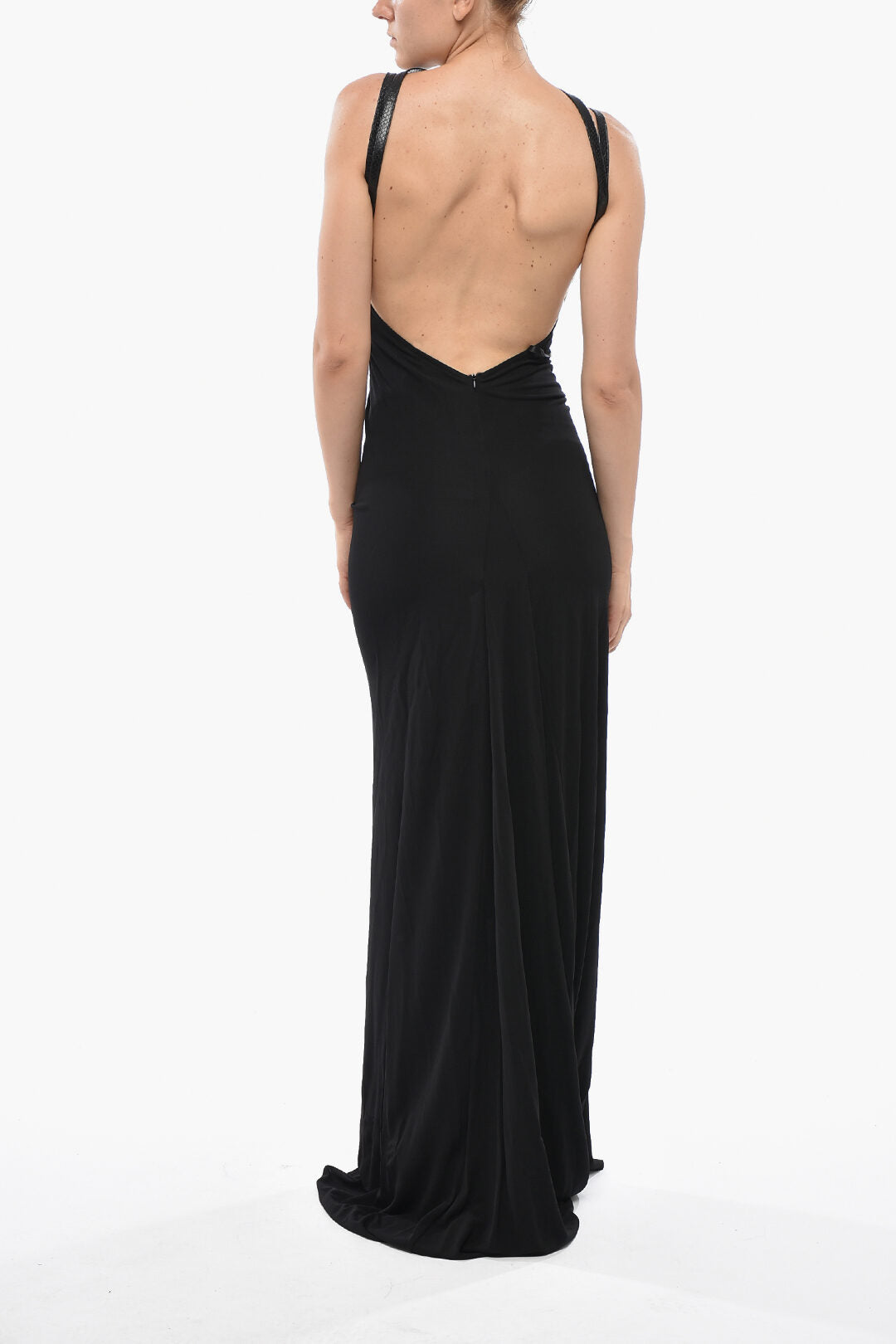 Dsquared2 1500~Solid-Color Maxi Dress with Bustier, view 2